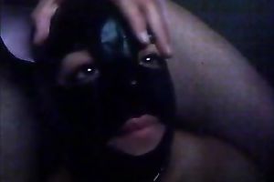 Wearing latex mask unrepining skinny chick sucked my buddy dry
