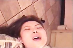 Hairy twat of a Japanese non-professional slutwife is getting stretched