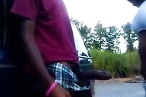 She likes him so much that that babe doesn't mind giving head in public