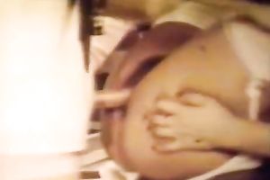 A vintage three-some with sexually excited brunette hair and curly fellows