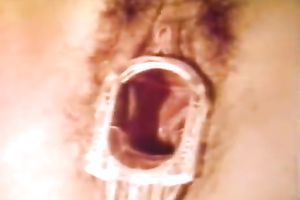 A vintage three-some with sexually excited brunette hair and curly fellows