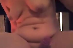 Beautiful white wife with appetizing billibongs riding my big dick in a cowgirl position