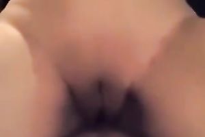 Beautiful white wife with appetizing billibongs riding my big dick in a cowgirl position