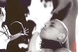 Depraved women in leather lingerie's receives drilled in wet crack and in their throats