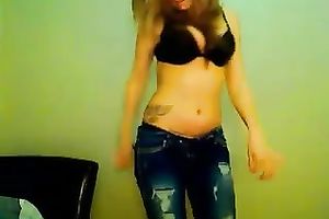 Sassy and new white housewife stripteases till topless