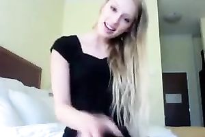 Long haired charming svelte pale gal showed off her flexibility to me