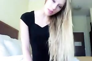 Long haired charming svelte pale gal showed off her flexibility to me