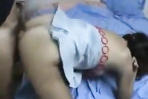 Blindfolded yielding brunette dirty slut wife flashed her large rack previous to anal