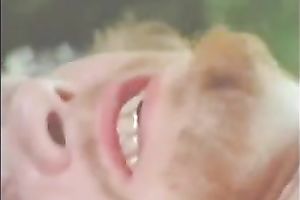 Retro homemade movie scene of my granddad receiving a orall-service and cook jerking