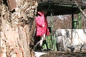 Cute pale skin juvenile blondie spied with webcam in the park