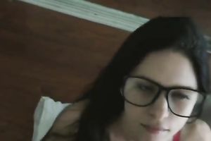 Superb white wife engulfing my large jock balls unfathomable in arousing dilettante movie