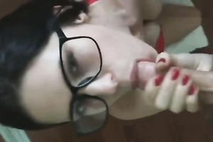 Superb white wife engulfing my large jock balls unfathomable in arousing dilettante movie