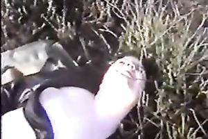 My raven-haired legal age teenager sucks my jock outdoors and acquires screwed with sex tool