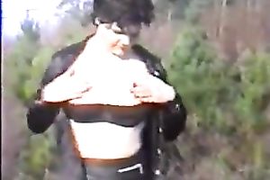 My raven-haired legal age teenager sucks my jock outdoors and acquires screwed with sex tool