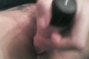 Pleasing my moist pussy with large sex toy in solo episode