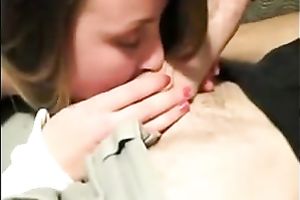 Rapacious and perverted brunette hair girlfriend of my buddy sucks his lollicock