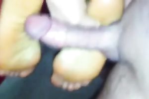 She can't live without touching and ravishing my pulsating purple cock with her feet