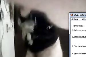 Sexy brunette hair bitch films herself in the bath flashing