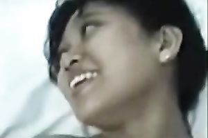 My smiling brunette hair honey sucks my wang and receives her backdoor polished