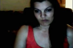 Ardent lengthy haired brunette hair pale webcam wench in red underware nude large bumpers