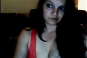 Ardent lengthy haired brunette hair pale webcam wench in red underware nude large bumpers
