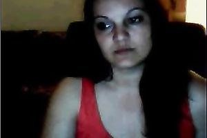 Ardent lengthy haired brunette hair pale webcam wench in red underware nude large bumpers
