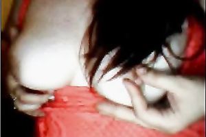 Ardent lengthy haired brunette hair pale webcam wench in red underware nude large bumpers