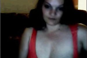 Ardent lengthy haired brunette hair pale webcam wench in red underware nude large bumpers