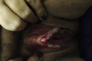 Huge wet crack with large widen lips and obese clitoris