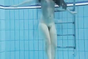 Breath-taking solo with my nice-looking GF stripping in a pool