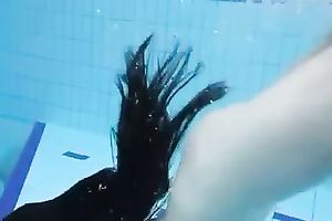 Breath-taking solo with my nice-looking GF stripping in a pool