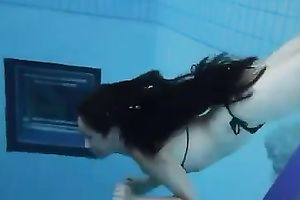 Breath-taking solo with my nice-looking GF stripping in a pool