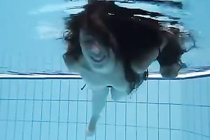 Breath-taking solo with my nice-looking GF stripping in a pool