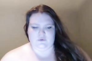 SSBBW pale skin strumpet on livecam uses an heavy marital-device