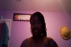 Amateur black skinned black cock slut flashed her large boobies and arse in belts