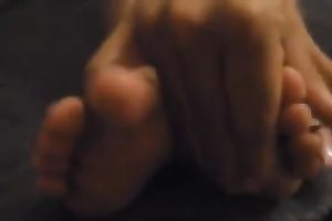 Leggy tanned mother I'd like to fuck in dark costume surprised my buddy with a valuable footjob