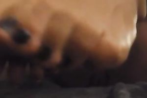 Leggy tanned mother I'd like to fuck in dark costume surprised my buddy with a valuable footjob