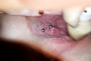 Fucking precious closeup of my lascivious GF's pierced twat and perverted sex toy