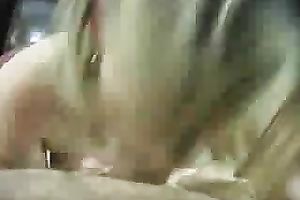 Deepthroating frenzy of my playful golden-haired girlfriend in bedroom