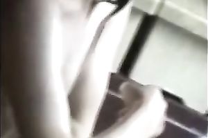 Amateur buxom Japanese nympho flashed her large meatballs during the time that washing