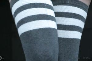 Hot and carnal pale skin golden-haired legal age teenager restrained to the post