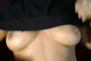 Gorgeous Desi brunette hair in dark hijab flashes her valuable boobies