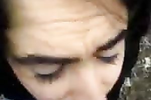 Hot dark haired Romanian coed gives me fellatio over the garage