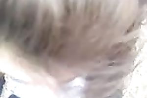 Hot dark haired Romanian coed gives me fellatio over the garage