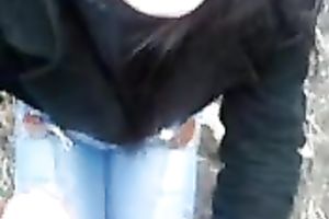 Hot dark haired Romanian coed gives me fellatio over the garage