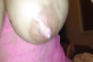 Amazing large wobblers leaking with fascinating milk in front of web camera