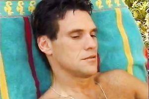 Nasty fat aged whore in fishnets blows soaked penis before fucking outdoors