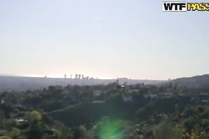 Lustful legal age teenager Brandy walks around the bushes and sucks shlong outdoors