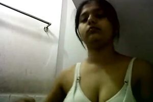 Busty perverted dilettante gorgeous Indian brunette hair undresses and flashes her cunt