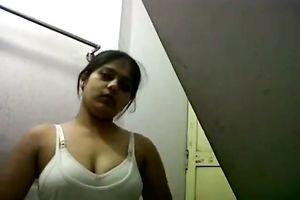 Busty perverted dilettante gorgeous Indian brunette hair undresses and flashes her cunt